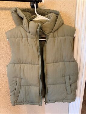 Ci Sono Olive Green Puffer Hooded Vest